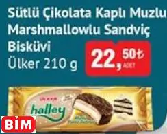 ÜLKER SÜTLÜ ÇİKOLATA KAPLI MUZLU MARSHMALLOWLU SANDVİÇ BİSKÜVİ